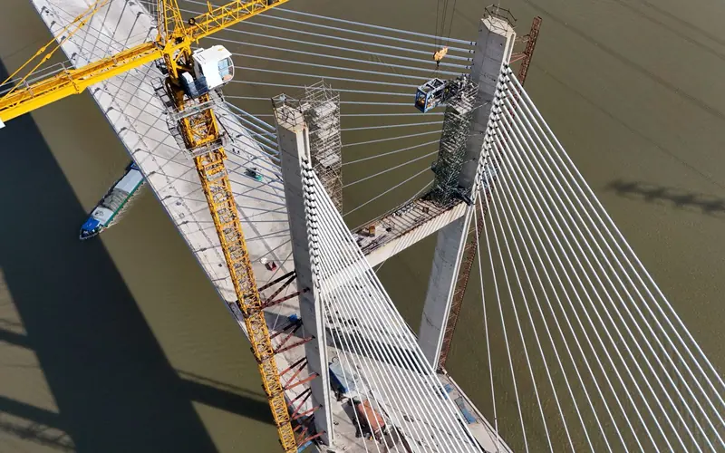 Cable-stayed bridge under construction